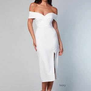 GIA OFF SHOULDER MIDI Dress By White Runway by Size AUS 10/US 6 bridal wedding